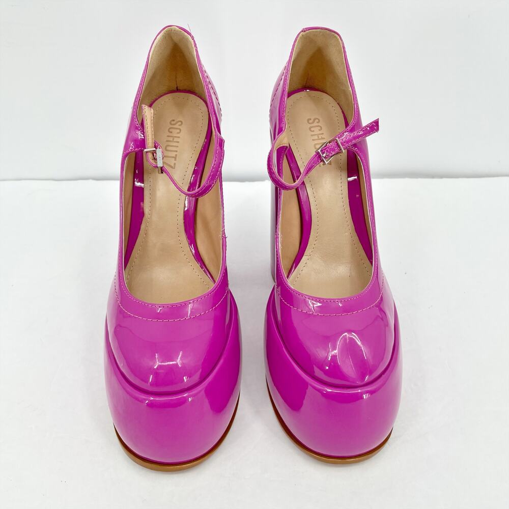 Schutz Womens Zayne Platform Mary Janes US 7 EU 37 Pink Patent Leather NIB - Picture 5 of 10